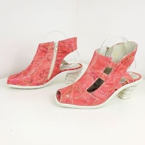 Eject Pink Leather Peep-toe Shoes, size 9